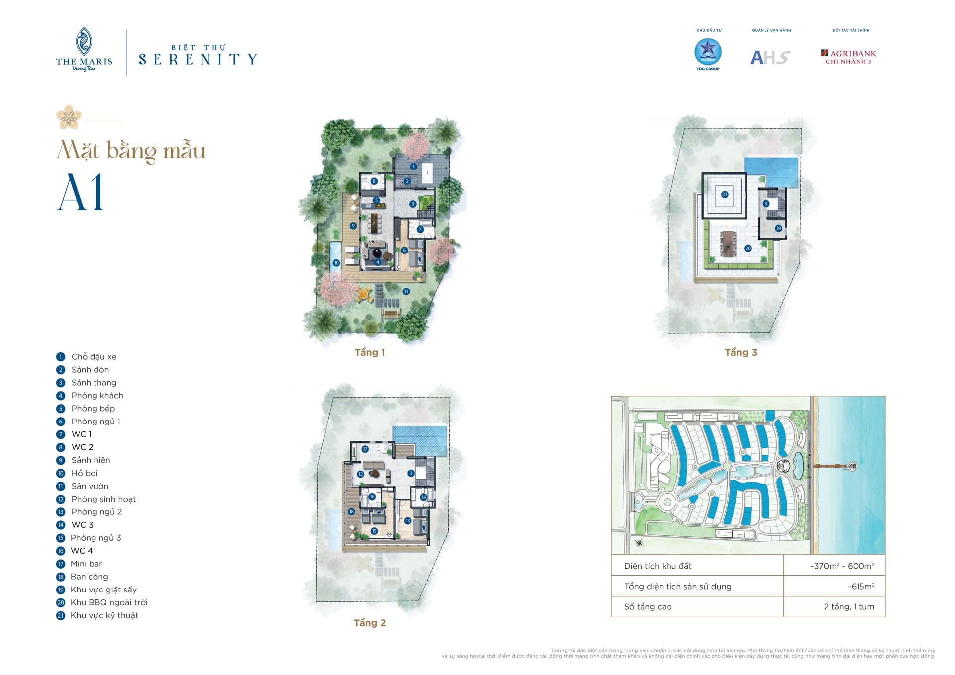 Phối cảnh thiết kế mẫu A1 Cresta Villas The Maris Vũng Tàu có diện tích đất 360m2-490m2 Phối cảnh thiết kế mẫu A1 Cresta Beachfront Villas The Maris Vũng Tàu có diện tích đất 360m2-490m2
